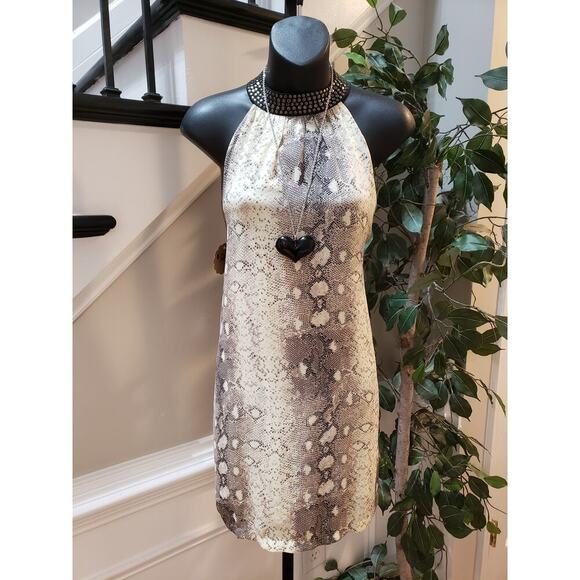 Fab'rik Shift Dress Women Size Medium Multi Animal Print Lined Studded Polyester - Picture 1 of 14